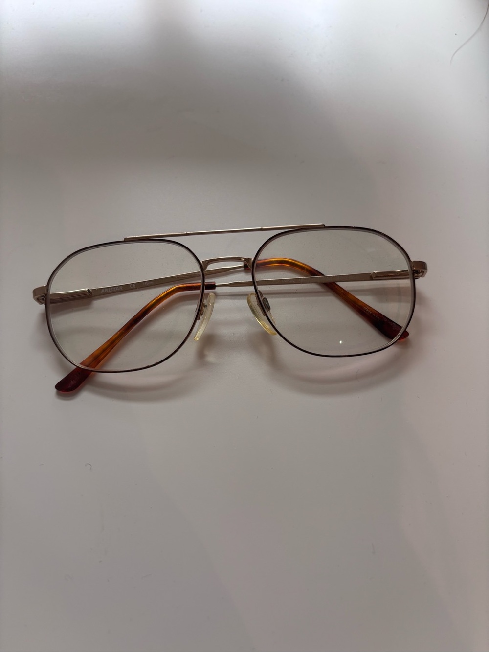 Aristar Aviator-Style Metal Frame Glasses in Gold and Tortoiseshell